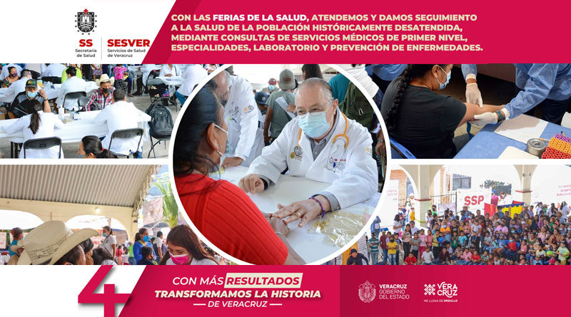 Las FERIAS DE LA SALUD llegaron a todas las regiones del Estado, con servicios médicos gratuitos en beneficio de miles de Veracruzanos